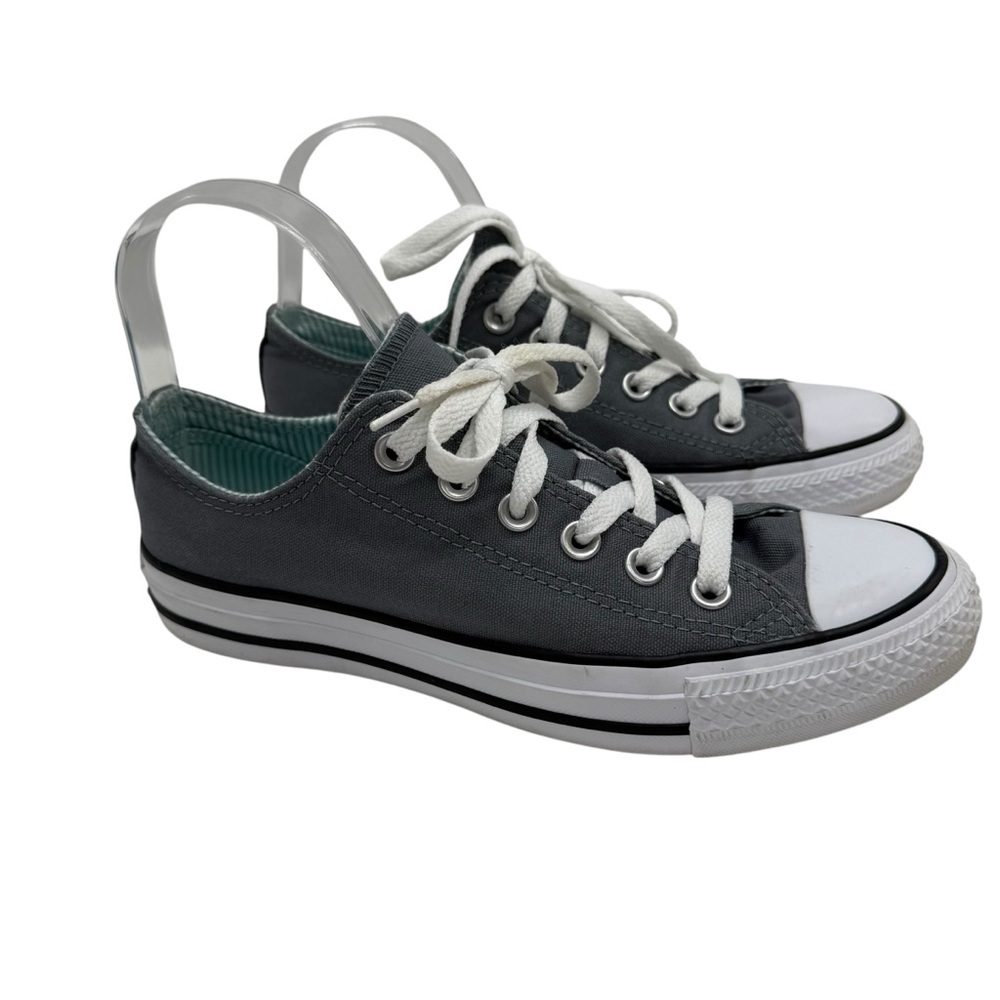 Converse All Star Women Size 7 Sneakers Low Shoes Gray Canvas Double Tongue